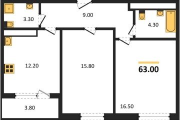 Фото №1: 2-комнатная квартира 62 м², 11/24 эт. - Краснодар, мкр. ЖК Все Свои Вип,