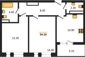 Фото №1: 2-комнатная квартира 54 м², 3/18 эт. - Краснодар, мкр. ЖК Эрмитаж, ул. им. Мурата Ахеджака, 20