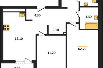Фото №1: 2-комнатная квартира 62 м², 2/18 эт. - Краснодар, мкр. ЖК Эрмитаж, ул. им. Мурата Ахеджака, 20