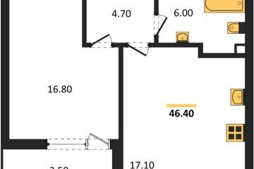 Фото №1: 1-комнатная квартира 46 м², 2/18 эт. - Краснодар, мкр. ЖК Эрмитаж, ул. им. Мурата Ахеджака, 20
