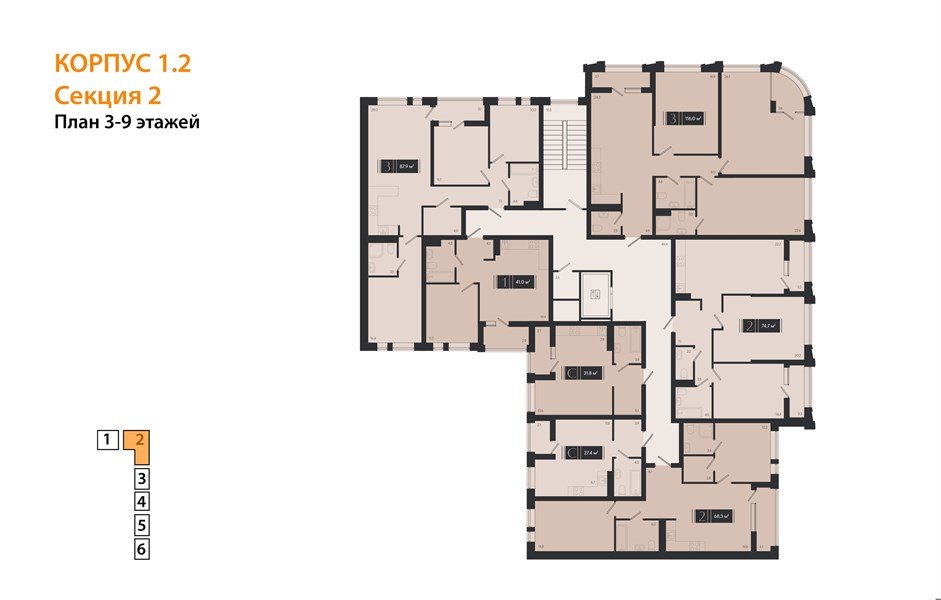 Фото №8: 2-комнатная квартира 68&nbsp;м², 4/18&nbsp;эт. - Краснодар, Прикубанский внутригородской округ, мкр. ЖК Эрмитаж, ул. им. Мурата Ахеджака, 20