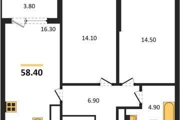 Фото №1: 2-комнатная квартира 60 м², 9/18 эт. - Краснодар, мкр. ЖК Первое Место,