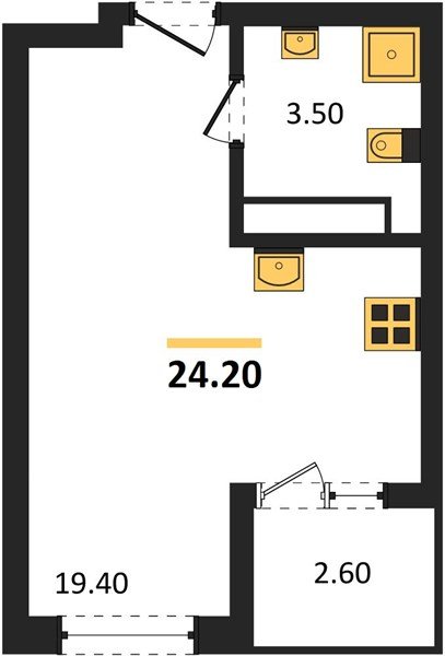 Фото №1: Студия 25&nbsp;м², 6/18&nbsp;эт. - Краснодар, Карасунский внутригородской округ, мкр. ЖК Первое Место