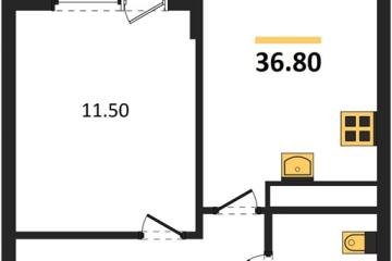 Фото №1: 1-комнатная квартира 38 м², 9/18 эт. - Краснодар, мкр. ЖК Первое Место,