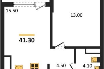 Фото №1: 1-комнатная квартира 43 м², 8/18 эт. - Краснодар, мкр. ЖК Первое Место,