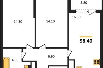Фото №1: 2-комнатная квартира 60 м², 7/18 эт. - Краснодар, мкр. ЖК Первое Место,