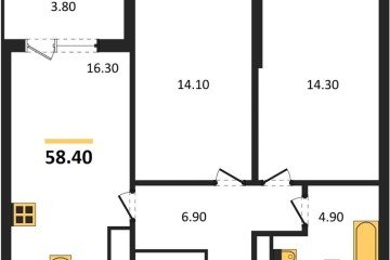 Фото №1: 2-комнатная квартира 60 м², 3/18 эт. - Краснодар, мкр. ЖК Первое Место,