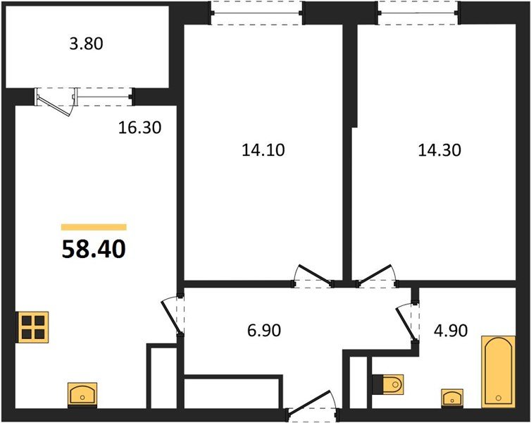 Фото №1: 2-комнатная квартира 60&nbsp;м², 4/18&nbsp;эт. - Краснодар, Карасунский внутригородской округ, мкр. ЖК Первое Место