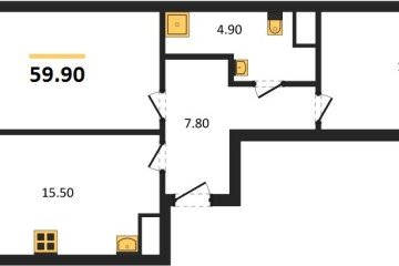 Фото №1: 2-комнатная квартира 61 м², 3/18 эт. - Краснодар, мкр. ЖК Первое Место,