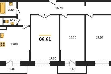 Фото №1: 3-комнатная квартира 86 м², 1/12 эт. - Краснодар, мкр. 9-й километр, ул. Ярославская, 115лит7