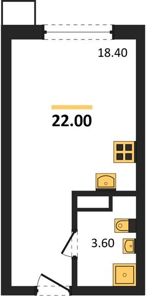 Фото №1: Студия 22&nbsp;м², 4/16&nbsp;эт. - Краснодар, Прикубанский внутригородской округ, мкр. Парк Победы