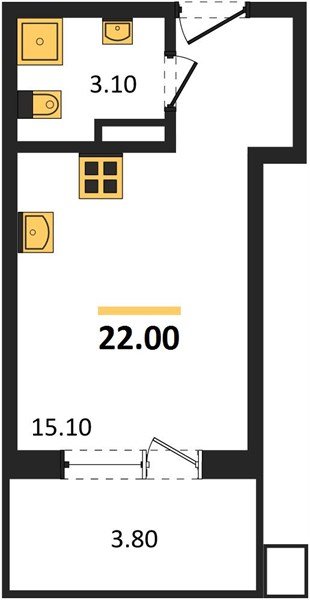 Фото №1: Студия 22&nbsp;м², 7/16&nbsp;эт. - Краснодар, Прикубанский внутригородской округ, мкр. Парк Победы