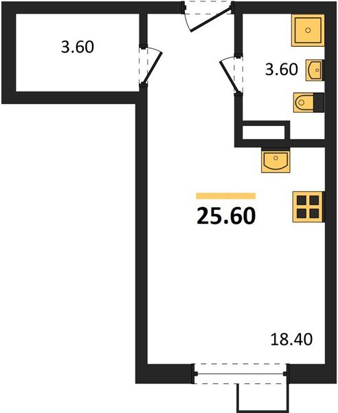 Фото №1: Студия 25&nbsp;м², 6/9&nbsp;эт. - Краснодар, Прикубанский внутригородской округ, мкр. Парк Победы