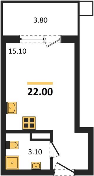 Фото №1: Студия 22&nbsp;м², 9/9&nbsp;эт. - Краснодар, Прикубанский внутригородской округ, мкр. Парк Победы