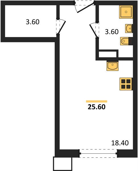 Фото №1: Студия 25&nbsp;м², 6/9&nbsp;эт. - Краснодар, Прикубанский внутригородской округ, мкр. Парк Победы