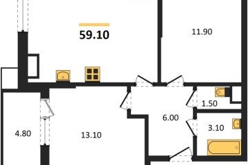Фото №1: 2-комнатная квартира 59 м², 14/16 эт. - Краснодар, мкр. Парк Победы,