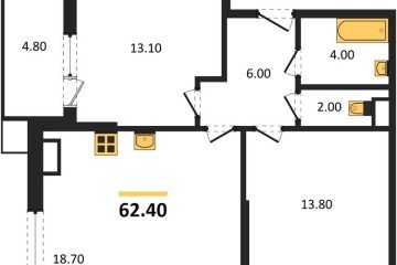 Фото №1: 2-комнатная квартира 62 м², 14/16 эт. - Краснодар, мкр. Парк Победы,