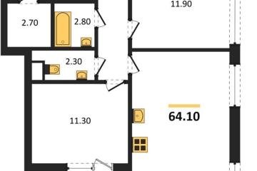 Фото №1: 2-комнатная квартира 64 м², 15/16 эт. - Краснодар, мкр. Парк Победы,