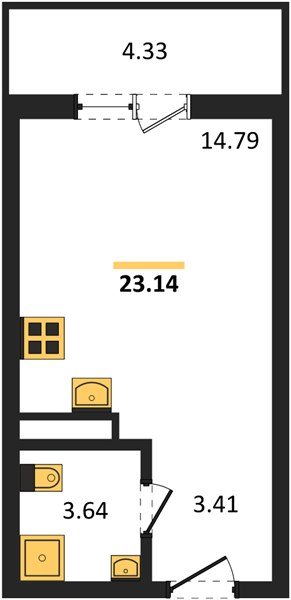 Фото №1: Студия 23&nbsp;м², 3/9&nbsp;эт. - Краснодар, Прикубанский внутригородской округ, мкр. ЖК Тёплые Края