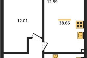 Фото №1: 1-комнатная квартира 38 м², 6/18 эт. - Краснодар, мкр. ЖК Тёплые Края,