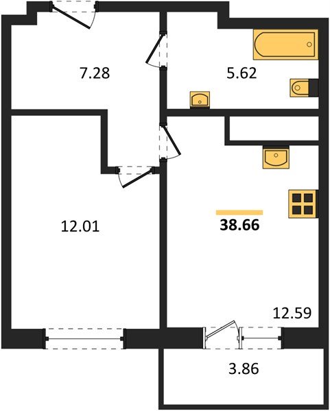 Фото №1: 1-комнатная квартира 38&nbsp;м², 11/18&nbsp;эт. - Краснодар, Прикубанский внутригородской округ, мкр. ЖК Тёплые Края