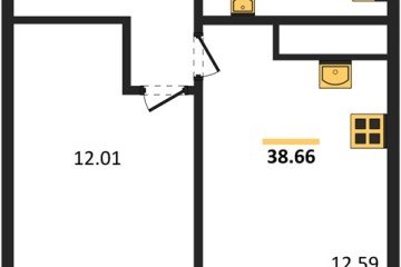 Фото №1: 1-комнатная квартира 38 м², 16/18 эт. - Краснодар, мкр. ЖК Тёплые Края,