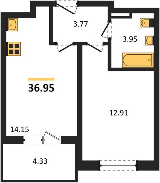 Фото №1: 1-комнатная квартира 36&nbsp;м², 8/18&nbsp;эт. - Краснодар, Прикубанский внутригородской округ, мкр. ЖК Тёплые Края