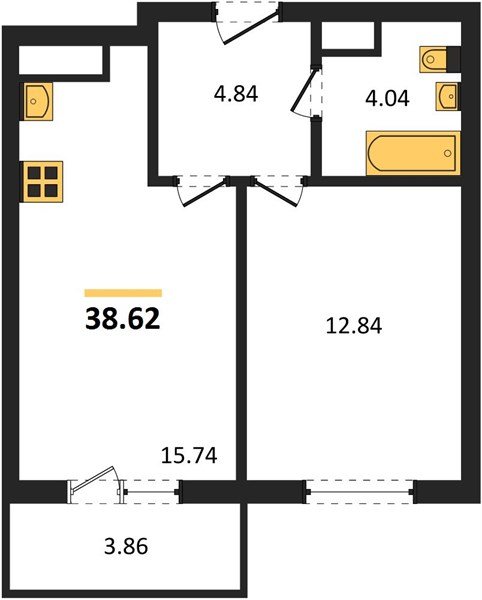 Фото №1: 1-комнатная квартира 38&nbsp;м², 15/18&nbsp;эт. - Краснодар, Прикубанский внутригородской округ, мкр. ЖК Тёплые Края