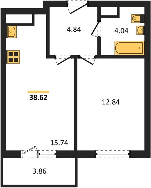 Фото №1: 1-комнатная квартира 38&nbsp;м², 16/18&nbsp;эт. - Краснодар, Прикубанский внутригородской округ, мкр. ЖК Тёплые Края