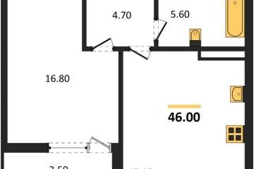Фото №1: 1-комнатная квартира 46 м², 3/18 эт. - Краснодар, мкр. культурный квартал Эрмитаж, ул. им. Мурата Ахеджака, 26