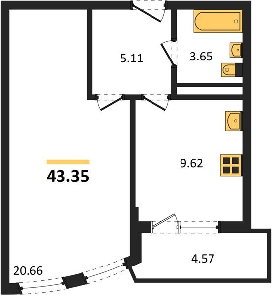 Фото №1: 1-комнатная квартира 43&nbsp;м², 20/20&nbsp;эт. - Краснодар, Хлопчато-бумажный Комбинат, Карасунский внутригородской округ, мкр. жилой комплекс Кино, ул. Уральская, 100/5