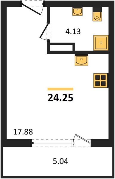 Фото №1: Студия 24&nbsp;м², 2/9&nbsp;эт. - Краснодар, Прикубанский внутригородской округ, мкр. жилой комплекс Друзья, ул. имени Генерала Брусилова, 28к4