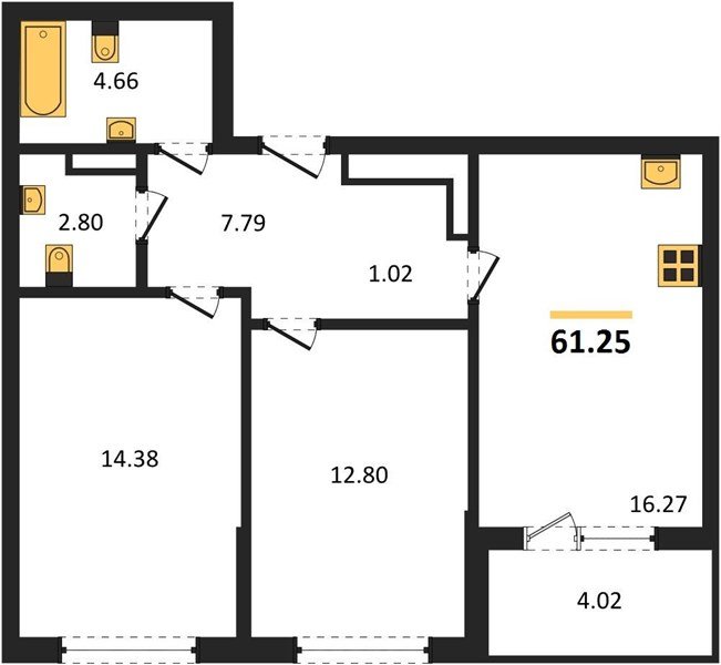 Фото №1: 2-комнатная квартира 61&nbsp;м², 6/9&nbsp;эт. - Краснодар, Прикубанский внутригородской округ, мкр. жилой комплекс Друзья, ул. имени Генерала Брусилова, 28к4