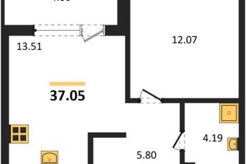 Фото №1: 1-комнатная квартира 37 м², 2/9 эт. - Краснодар, мкр. жилой комплекс Друзья, ул. имени Генерала Брусилова, 28к4