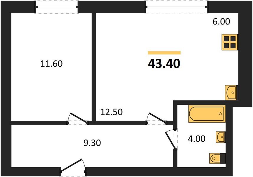 Фото №1: 1-комнатная квартира 43&nbsp;м², 13/17&nbsp;эт. - Яблоновский, мкр. ЖК Грин Эппл