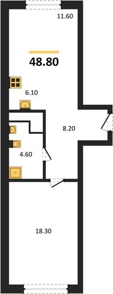 Фото №1: 1-комнатная квартира 48&nbsp;м², 13/17&nbsp;эт. - Яблоновский, мкр. ЖК Грин Эппл