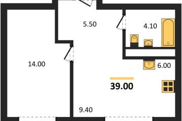 Фото №1: 1-комнатная квартира 39 м², 8/17 эт. - Яблоновский, мкр. ЖК Грин Эппл,