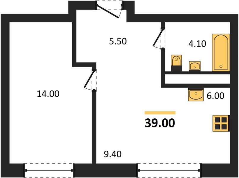 Фото №1: 1-комнатная квартира 39&nbsp;м², 8/17&nbsp;эт. - Яблоновский, мкр. ЖК Грин Эппл