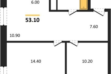 Фото №1: 2-комнатная квартира 53 м², 3/17 эт. - Яблоновский, мкр. ЖК Грин Эппл,