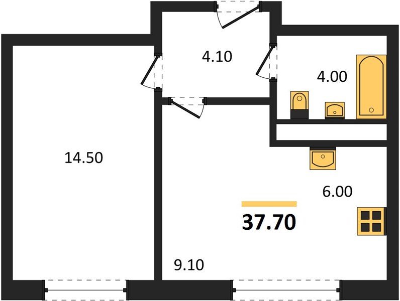 Фото №1: 1-комнатная квартира 37&nbsp;м², 8/17&nbsp;эт. - Яблоновский, мкр. ЖК Грин Эппл