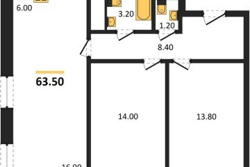 Фото №1: 2-комнатная квартира 63 м², 13/17 эт. - Яблоновский, мкр. ЖК Грин Эппл,