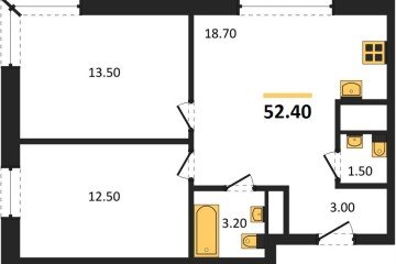 Фото №1: 2-комнатная квартира 52 м², 9/17 эт. - Яблоновский, мкр. ЖК Грин Эппл,