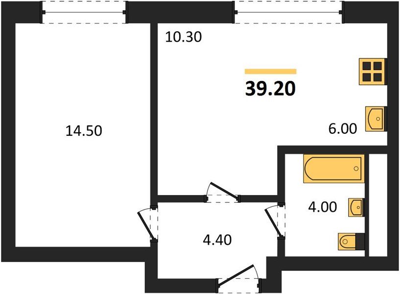 Фото №1: 1-комнатная квартира 39&nbsp;м², 6/17&nbsp;эт. - Яблоновский, мкр. ЖК Грин Эппл