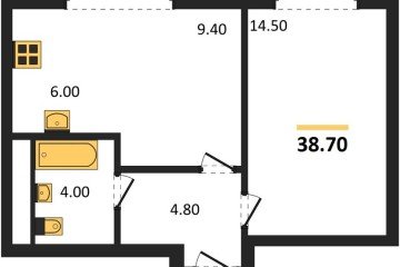 Фото №1: 1-комнатная квартира 38 м², 5/17 эт. - Яблоновский, мкр. ЖК Грин Эппл,