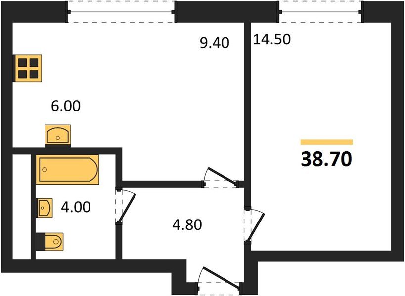 Фото №1: 1-комнатная квартира 38&nbsp;м², 9/17&nbsp;эт. - Яблоновский, мкр. ЖК Грин Эппл