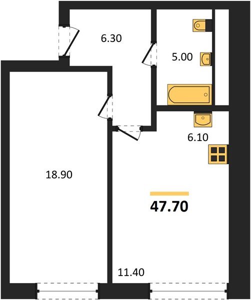 Фото №1: 1-комнатная квартира 47&nbsp;м², 8/17&nbsp;эт. - Яблоновский, мкр. ЖК Грин Эппл