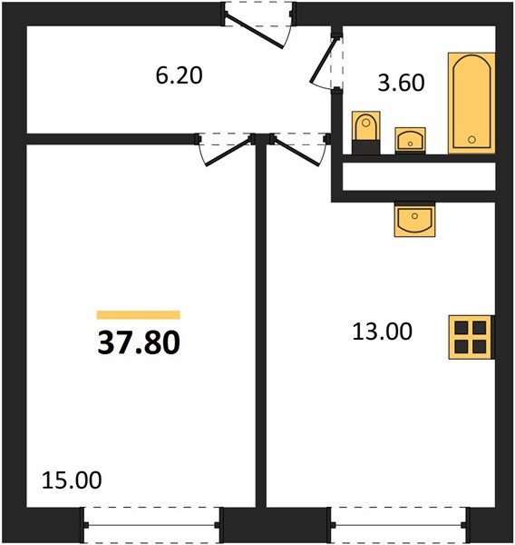 Фото №1: 1-комнатная квартира 37&nbsp;м², 2/17&nbsp;эт. - Яблоновский, мкр. ЖК Грин Эппл