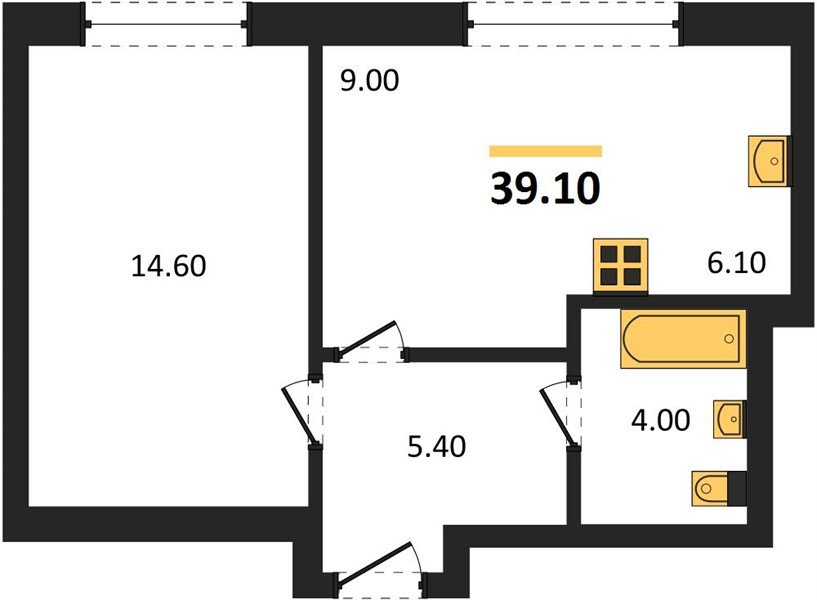 Фото №1: 1-комнатная квартира 39&nbsp;м², 6/17&nbsp;эт. - Яблоновский, мкр. ЖК Грин Эппл