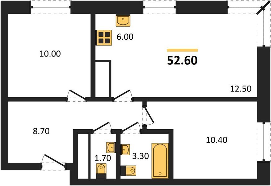 Фото №1: 2-комнатная квартира 52&nbsp;м², 5/17&nbsp;эт. - Яблоновский, мкр. ЖК Грин Эппл