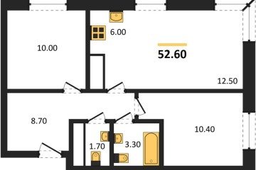 Фото №1: 2-комнатная квартира 52 м², 12/17 эт. - Яблоновский, мкр. ЖК Грин Эппл,